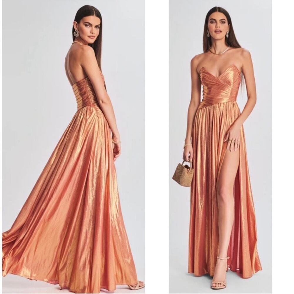 Retrofete Metallic Apricot Waldorf Strapless Maxi Gown - Picture 3 of 12